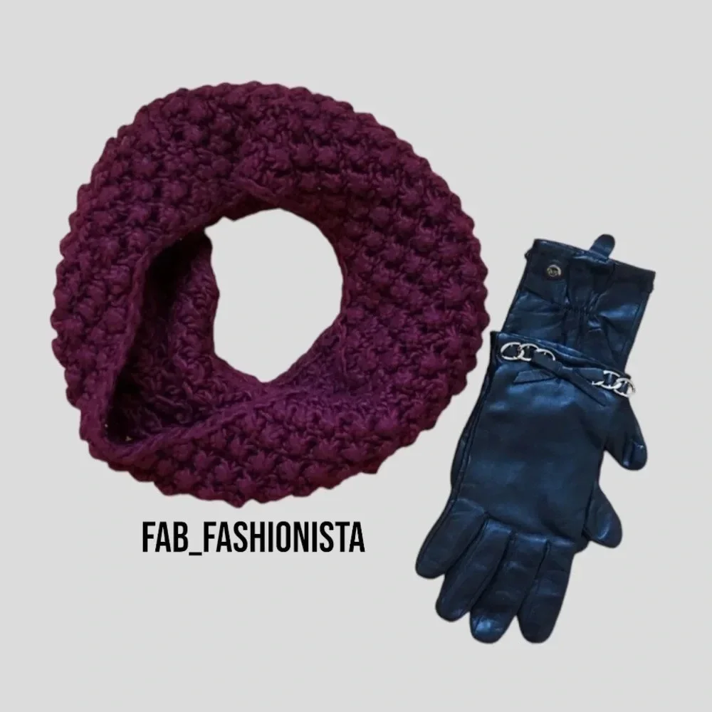 Michael Kors Leather gloves & H&M infinity scarf